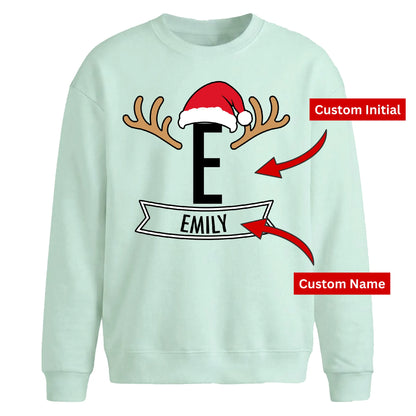 Personalised Initial Name Christmas Oversized Sweatshirt