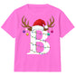 Personalised initial reindeer art Christmas kids T-Shirt