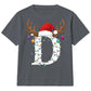 Personalised initial reindeer art Christmas kids T-Shirt
