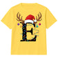 Personalised initial reindeer art Christmas kids T-Shirt