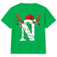 Personalised initial reindeer art Christmas kids T-Shirt