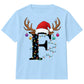 Personalised initial reindeer art Christmas kids T-Shirt