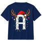 Personalised initial reindeer art Christmas kids T-Shirt