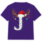Personalised initial reindeer art Christmas kids T-Shirt