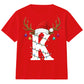 Personalised initial reindeer art Christmas kids T-Shirt