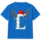 Personalised initial reindeer art Christmas kids T-Shirt