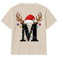 Personalised initial reindeer art Christmas kids T-Shirt