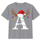 Personalised initial reindeer art Christmas kids T-Shirt