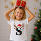 Personalised initial reindeer art Christmas kids T-Shirt