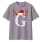 Personalised initial reindeer Christmas Oversized T-Shirt