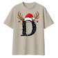 Personalised initial reindeer Christmas Oversized T-Shirt