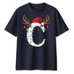 Personalised initial reindeer Christmas Oversized T-Shirt