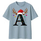 Personalised initial reindeer Christmas Oversized T-Shirt