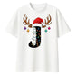 Personalised initial reindeer Christmas Oversized T-Shirt