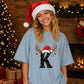 Personalised initial reindeer Christmas Oversized T-Shirt