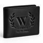 Personalised Laurel Wreath Monogram Date Leather wallet