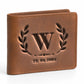 Personalised Laurel Wreath Monogram Date Leather wallet