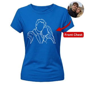 Custom Ladies Tshirt with Custom Photo Portrait Line Art