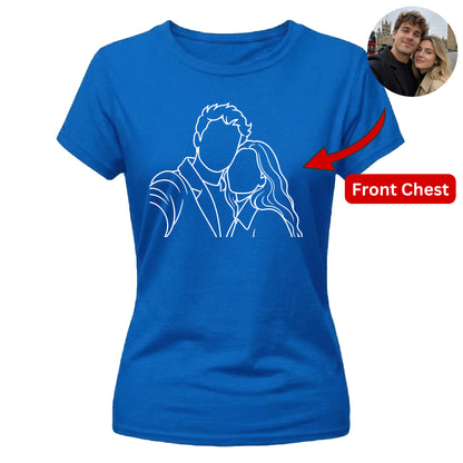 Custom Ladies Tshirt with Custom Photo Portrait Line Art