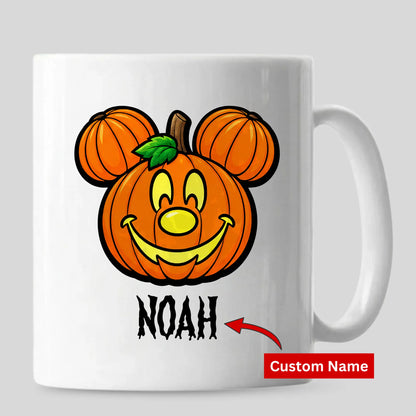 Personalised mouse ear pumpkin custom name Halloween Mug
