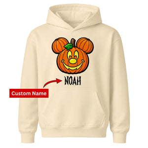 Personalised mouse ears pumpkin name Halloween Kids Hoodie