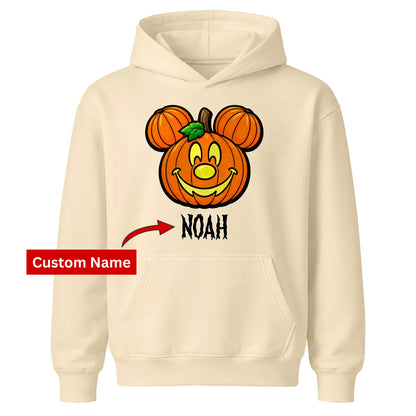 Personalised mouse ears pumpkin name Halloween Kids Hoodie
