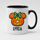 Personalised mouse pumpkin bow custom name Halloween Mug