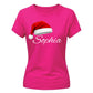 Personalised name santa hat print Christmas Ladies T-Shirt