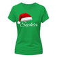 Personalised name santa hat print Christmas Ladies T-Shirt