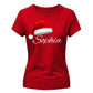 Personalised name santa hat print Christmas Ladies T-Shirt