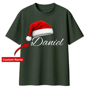 Personalised santa hat script Christmas Oversized T-Shirt