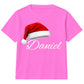 Personalised name santa hat festive Christmas kids T-Shirt
