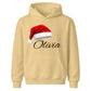 Personalised name santa hat graphic Christmas Kids Hoodies