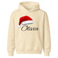 Personalised name santa hat graphic Christmas Kids Hoodies
