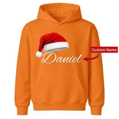 Personalised name santa hat graphic Christmas Kids Hoodies