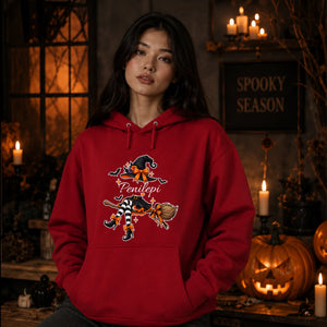 Personalised name witch broomstick Halloween Unisex Hoodie