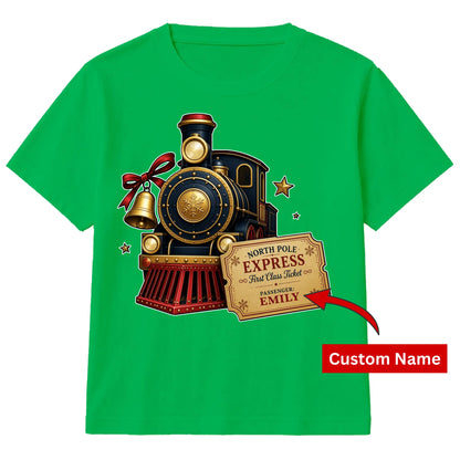 Personalised North Pole Train Ticket Christmas Kids T-Shirt