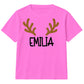 Personalised Reindeer Antler Name Christmas Kids T-Shirt