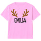 Personalised Reindeer Antler Name Christmas Kids T-Shirt