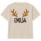 Personalised Reindeer Antler Name Christmas Kids T-Shirt
