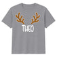 Personalised Reindeer Antler Name Christmas Kids T-Shirt