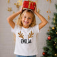 Personalised Reindeer Antler Name Christmas Kids T-Shirt