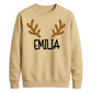 Personalised Reindeer Antlers Christmas Unisex Sweatshirt