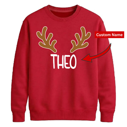 Personalised Reindeer Antlers Christmas Unisex Sweatshirt