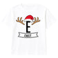 Personalised Santa Antler Initial Christmas Kids T-Shirt