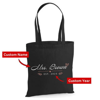 Personalised script name established year canvas Tote Bag