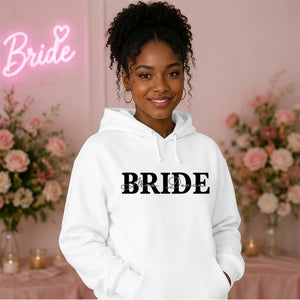 Personalised Script Name Overlay Top Bride Unisex Hoodie