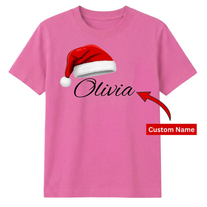 Personalised script name santa hat Christmas Unisex T-Shirt