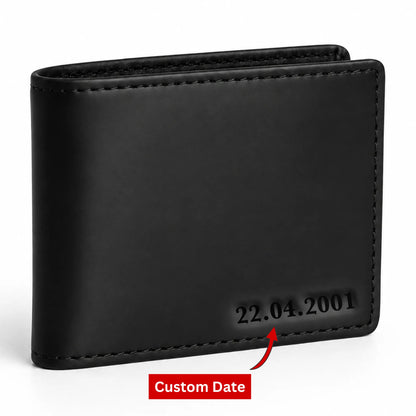 Personalised Special Date Engraved Leather Bifold wallet
