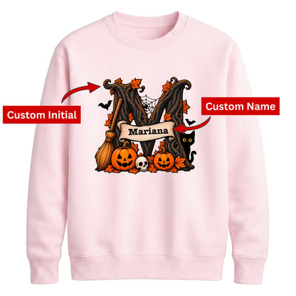 Personalised spooky initial Halloween Unisex Sweatshirt